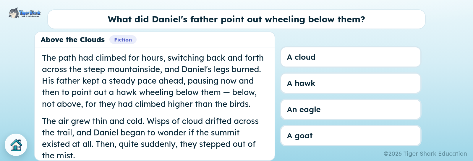 A reading passage with comprehension questions alongside