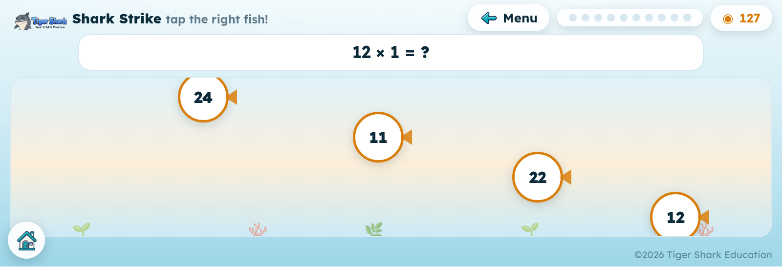 Shark Strike times tables game